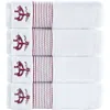 Brooks Brothers 4-piece Robe Stripe Cotton Towel Set In White/scarlet Sage