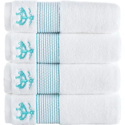 Brooks Brothers 4-piece Robe Stripe Cotton Towel Set In Blue