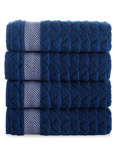 Brooks Brothers Kids' 4-piece Turkish Cotton Hand Towel Set In Blue