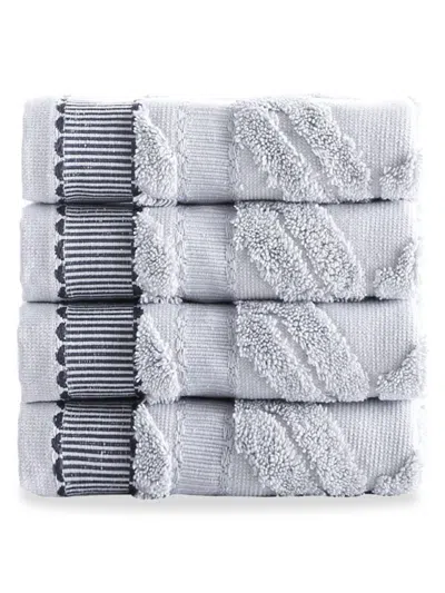 Brooks Brothers Kids' 4-piece Turkish Cotton Wash Cloth Set In Silver
