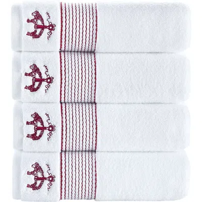 Brooks Brothers 4-piece Robe Stripe Cotton Towel Set In Scarlet Sage