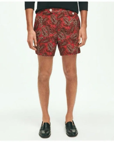 Brooks Brothers 5" Newport Printed Swim Trunks | Red | Size 40