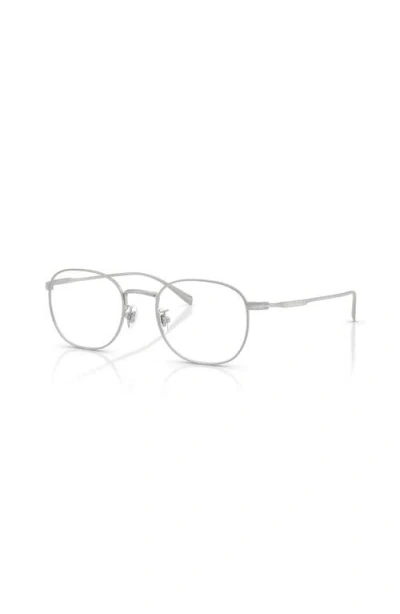 Brooks Brothers 50mm Round Optical Glasses In Silver