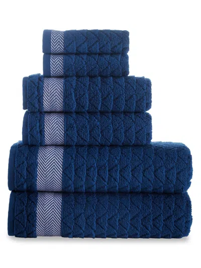 Brooks Brothers Kids' 6-piece Herringbone Turkish Cotton Towel Set In Blue