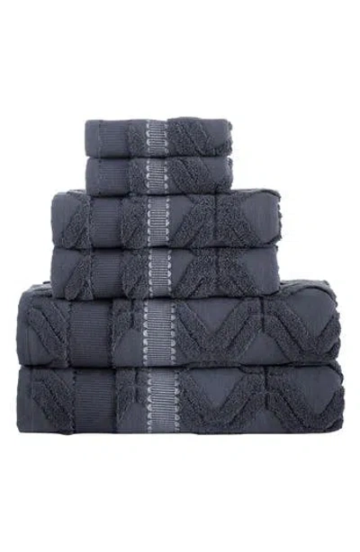 Brooks Brothers 6-piece Large Square Cotton Towel Set In Black
