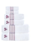 Brooks Brothers 6-piece Robe Stripe Cotton Towel Set In Scarlet Sage