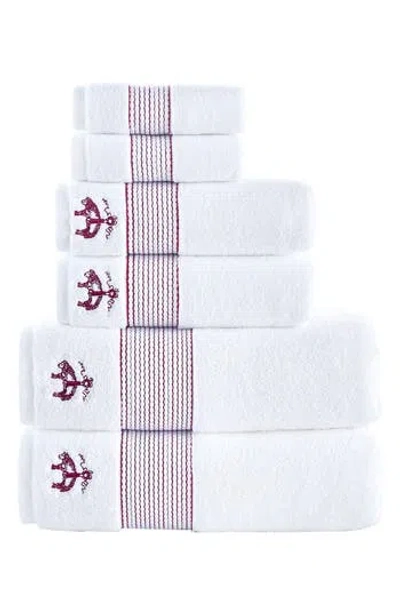 Brooks Brothers 6-piece Robe Stripe Cotton Towel Set In Pink