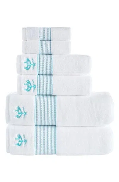 Brooks Brothers 6-piece Robe Stripe Cotton Towel Set In Blue