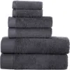 Brooks Brothers 6-piece Solid Signature Cotton Towel Set In Anthracite