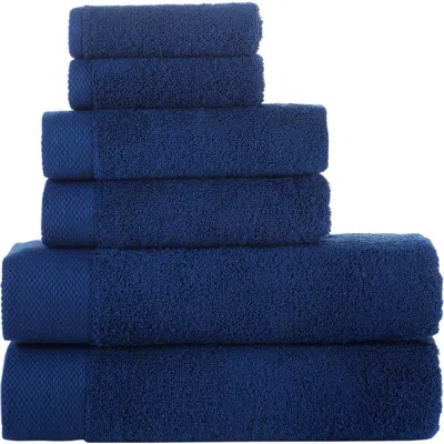 Brooks Brothers 6-piece Solid Signature Cotton Towel Set In Blue