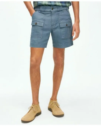 Brooks Brothers 6.5" Cotton Canvas Camp Shorts | Blue | Size 40