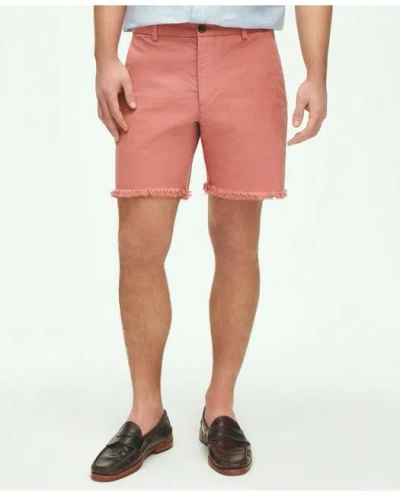 Brooks Brothers 7" Cotton Canvas Cut-off Shorts In Dark Pink
