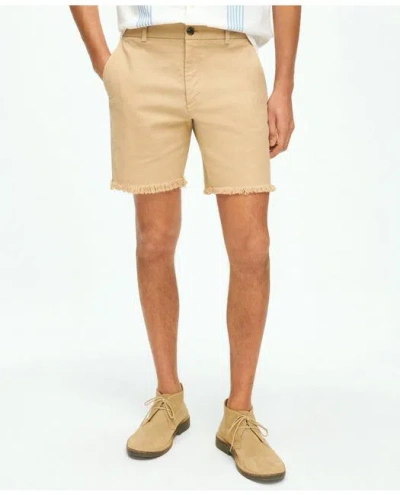 Brooks Brothers 7" Cotton Canvas Cut-off Shorts In Khaki
