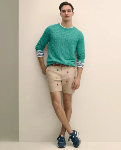 Brooks Brothers 7" Cotton Embroidered Life Vest Shorts In Green