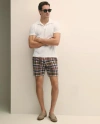 Brooks Brothers 7" Cotton Madras Shorts In Burgundy