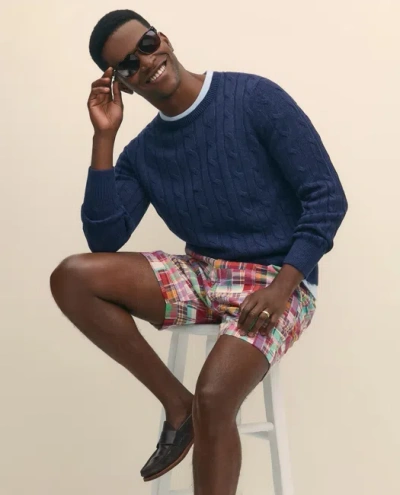 Brooks Brothers 7" Cotton Patchwork Madras Shorts In Blue