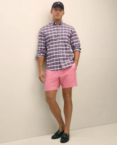Brooks Brothers 7" Linen Cotton Shorts In Multi