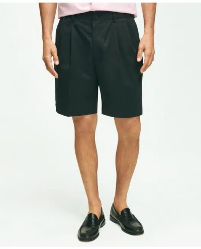 Brooks Brothers 8" Pleat Front Stretch Advantage Chino Shorts In Black