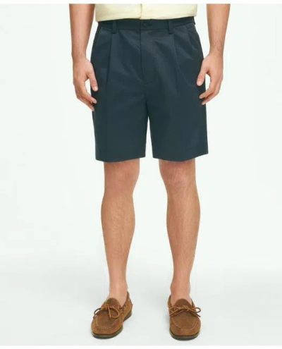 Brooks Brothers 8" Pleat Front Stretch Advantage Chino Shorts In Navy