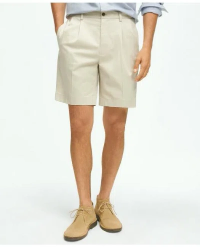 Brooks Brothers 8" Pleat Front Stretch Advantage Chino Shorts In Stone