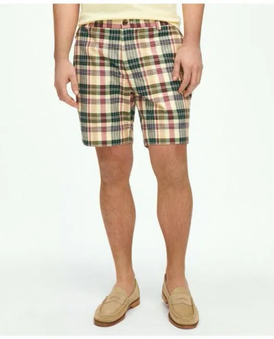 Brooks Brothers 7" Cotton Madras Shorts | Khaki | Size 35