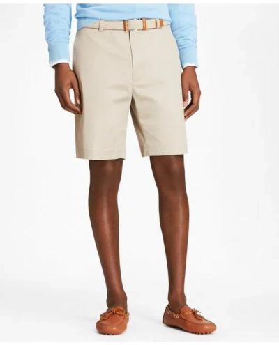 Brooks Brothers 9" Flat Front Stretch Advantage Chino Shorts In Khaki