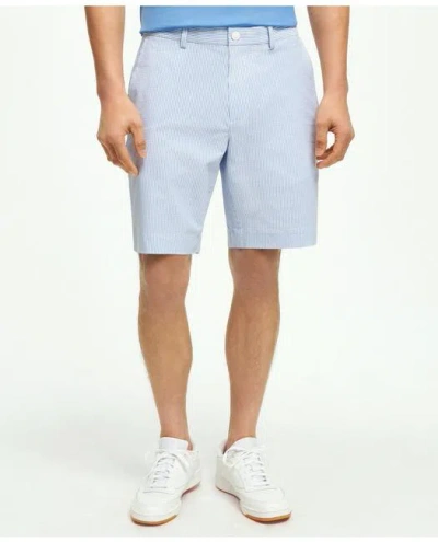 Brooks Brothers 9" Performance Series Stretch Seersucker Shorts In Blue,white
