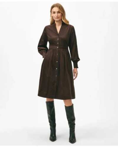 Brooks Brothers A-line Shirt Dress In Corduroy In Brown