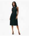 Brooks Brothers A-line Sleeveless Dress In Pleated Chiffon In Black