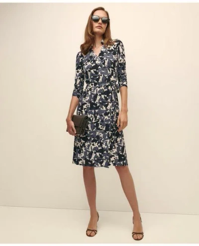 Brooks Brothers Abstract Print Wrap Dress In Blue