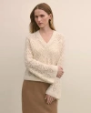 Brooks Brothers Alpaca-wool Blend Pointelle Bell-sleeve Sweater In White