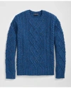 Brooks Brothers Aran Knit Sweater In Donegal Merino Wool In Blue