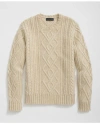 Brooks Brothers Aran Knit Sweater In Donegal Merino Wool In Natural