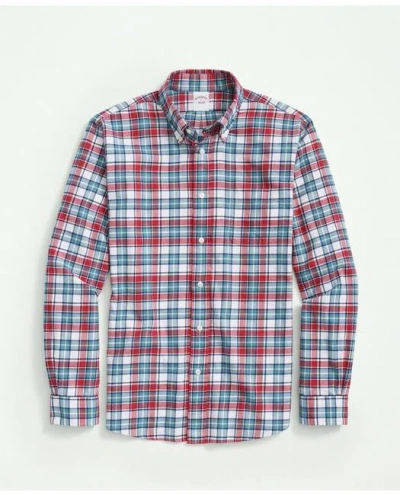 Brooks Brothers Archival Brushed Twill Plaid Shirt In Ivory