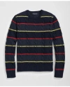 Brooks Brothers Archive Cable Striped Sweater In Merino Wool In Blue