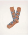 Brooks Brothers Argyle Crew Socks In Brown