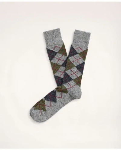 Brooks Brothers Argyle Crew Socks | Light Grey In Light Grey