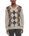Brooks Brothers Argyle Wool-blend V-neck Sweater In Gray