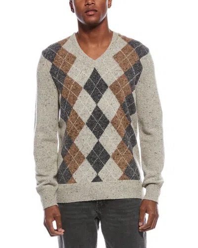 BROOKS BROTHERS ARGYLE WOOL-BLEND V-NECK SWEATER