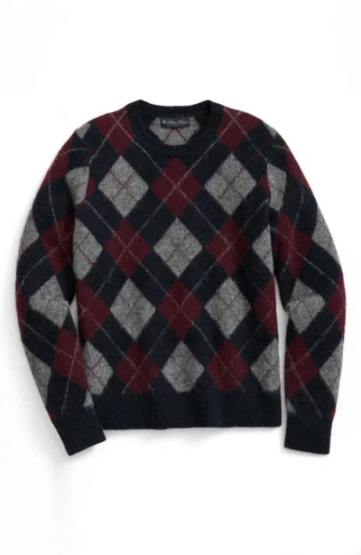 Brooks Brothers Brushed Wool Argyle Sweater In Black