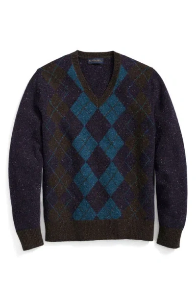 Brooks Brothers Argyle Wool Sweater In Purple