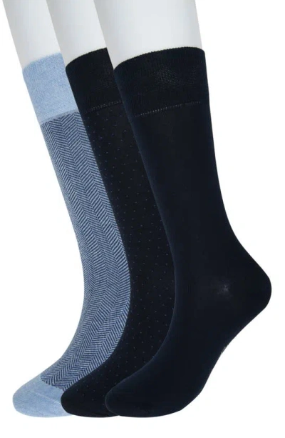 Brooks Brothers Assorted 3-pack Essential Dress Socks In Blue