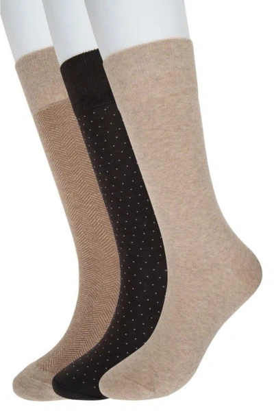 Brooks Brothers Assorted 3-pack Essential Dress Socks In Taupe