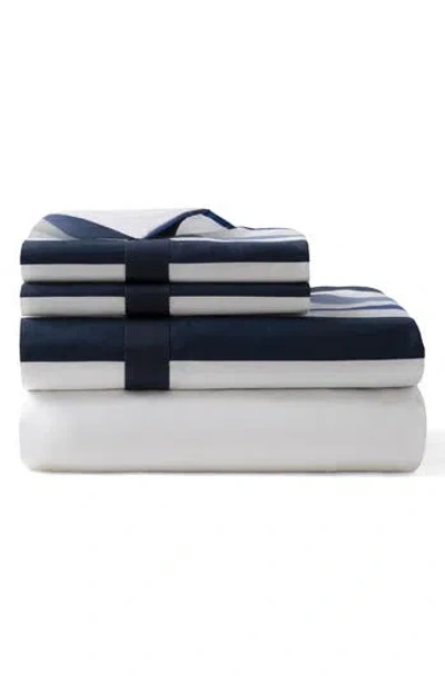 Brooks Brothers Awning Stripe Cotton Sateen Sheet Set In Blue