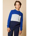 Brooks Brothers B By  Big Boys Colorblock Sweater With Patch In Royal Blue