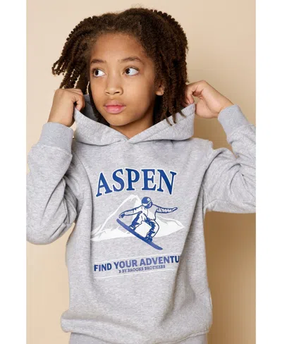 Brooks Brothers Kids' B By  Big Boys Graphic Print Fleece Hoodie In Med Grey
