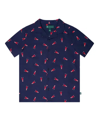 Brooks Brothers Kids' B By  Big Boys Lobster Print Woven Short Sleeve Shirt In Navy