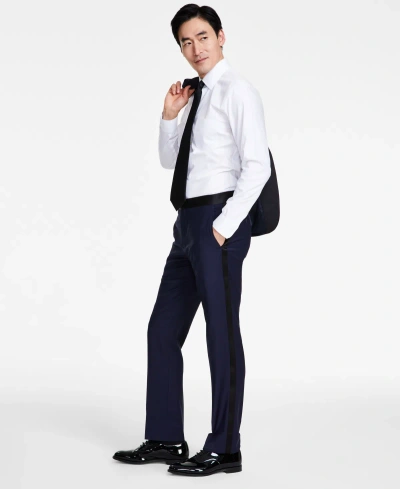 Brooks Brothers B By  Men's Classic-fit Stretch Solid Tuxedo Pants In Navy