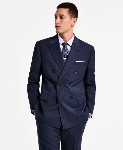 Brooks Brothers B By  Men's Pinstriped Wool-blend Classic-fit Double-breasted Suit Separates Jacket In Navy