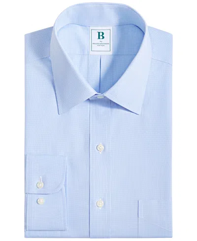 Brooks Brothers B By  Men's Regular Fit Non-iron Micro-houndstooth Dress Shirt In Light Blue